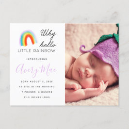 Rainbow Baby Birth Announcement Little Rainbow Einladungspostkarte