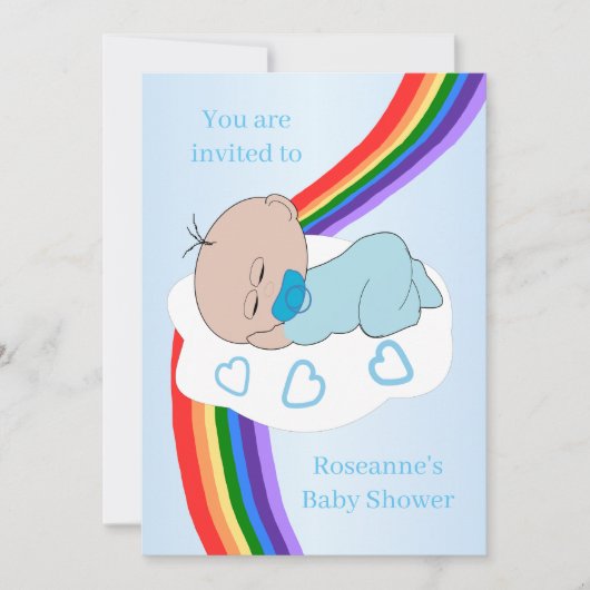 Rainbow Baby Boy Baby Shower Einladung (Vorderseite)