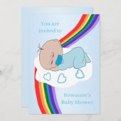 Rainbow Baby Boy Baby Shower Einladung (Vorne/Hinten)