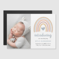 Rainbow Baby Boy Foto Birth Announcement Magnet