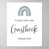 Rainbow Baby Boy Guestbook Babydusche Poster (Vorne)