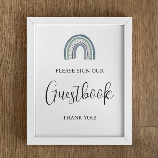 Rainbow Baby Boy Guestbook Babydusche Poster