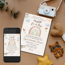 Rainbow Baby Boy Muslim Geburtsankündigung Einladung