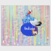 Rainbow Baby Boy & Stork Geschenkpapier (Flach)
