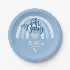 Rainbow Baby Boys Personalisiertes blaues Herz Pappteller