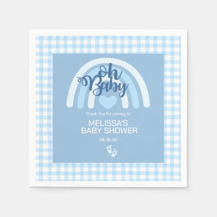 Rainbow Baby Boys Personalisiertes blaues Herz Serviette