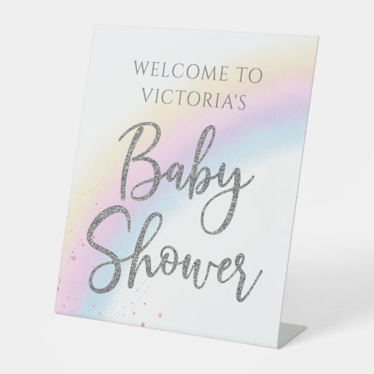 Rainbow Baby Dusche Begrüßtisch Schild (Vorderseite)