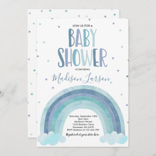 Rainbow Baby Dusche Blue Watercolor Rainbow Baby Einladung