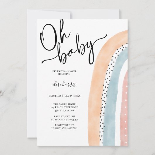 Rainbow Baby Dusche Einladung (Vorderseite)