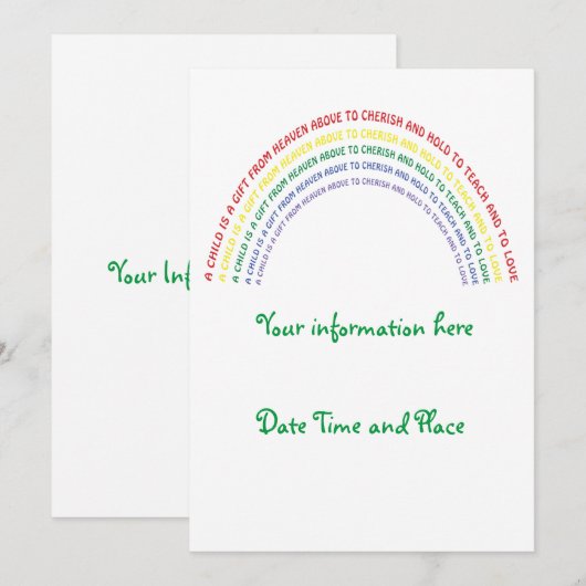 Rainbow Baby Dusche Einladung (Vorne/Hinten)