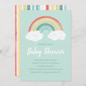 Rainbow Baby Dusche Einladung (Vorne/Hinten)