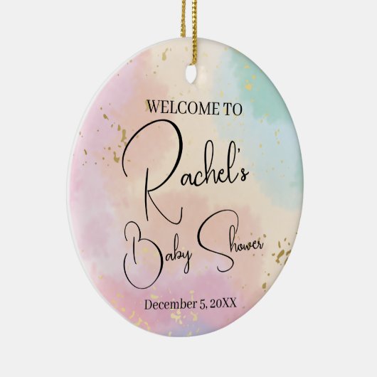 Rainbow Baby Dusche farbenfrohe Wasserfarbe Custom Keramik Ornament (Rechts)