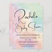 Rainbow Baby Dusche Farbenfrohe Wasserfarbe Einladung (Vorne/Hinten)