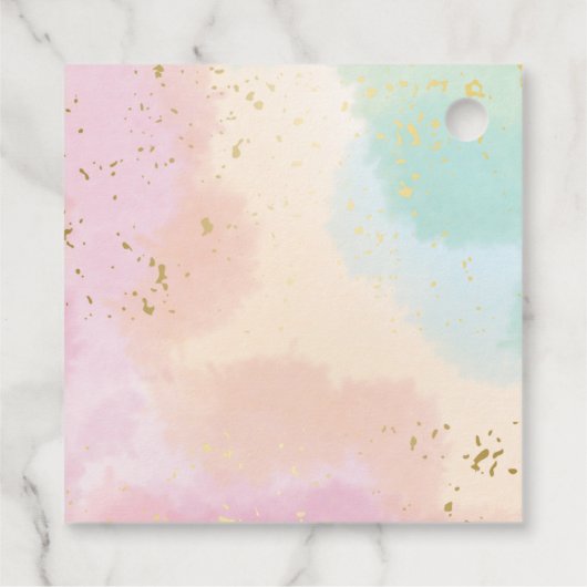 Rainbow Baby Dusche Farbenfrohe Wasserfarbe Geschenkanhänger (Rückseite)