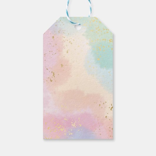 Rainbow Baby Dusche Farbenfrohe Wasserfarbe Geschenkanhänger (Rückseite)