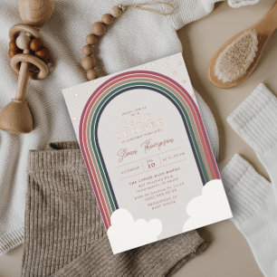 Rainbow Baby Dusche Geruchte Farben Girl Rose Folieneinladung