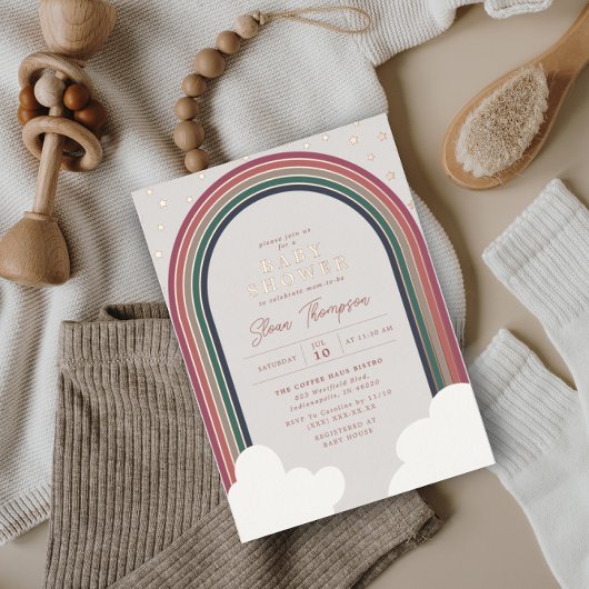 Rainbow Baby Dusche Geruchte Farben Girl Rose Folieneinladung