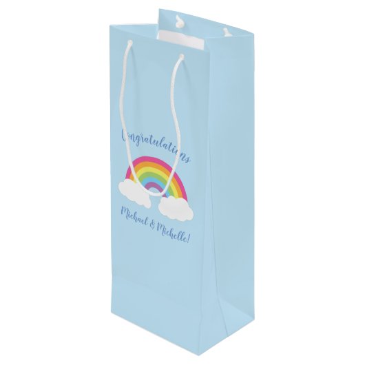 Rainbow Baby Dusche Geschenktüte Für Weinflaschen (Rückseite Schrägansicht)