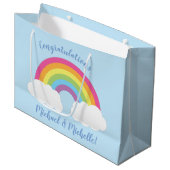 Rainbow Baby Dusche Große Geschenktüte (Vorderseite Schrägansicht)