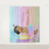 Rainbow Baby Dusche Hintergrund Banner African Gir Wandteppich (Vorderseite)