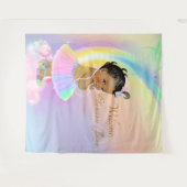 Rainbow Baby Dusche Hintergrund Banner African Gir Wandteppich (Vorderseite (Horizontal))