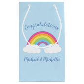 Rainbow Baby Dusche Mittlere Geschenktasche Kleine Geschenktüte (Rückseite)