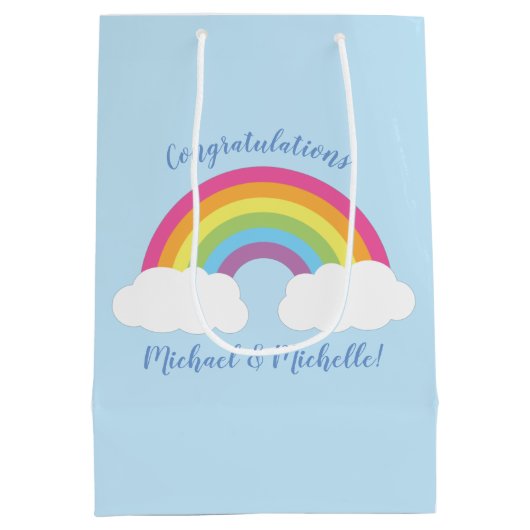 Rainbow Baby Dusche Mittlere Geschenktüte (Rückseite)