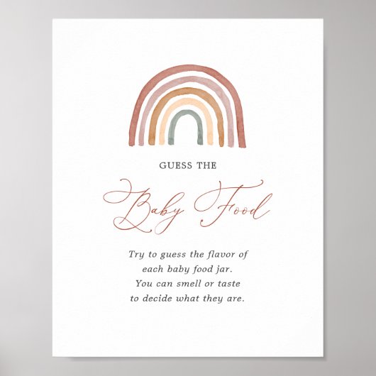 Rainbow Baby Dusche Raten Sie das Baby Food Sign Poster (Vorne)