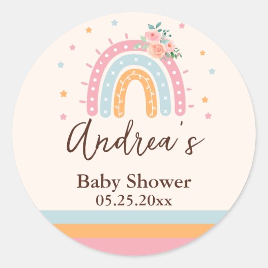 Rainbow Baby Dusche Rosa Runder Aufkleber (Vorderseite)