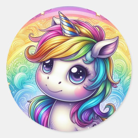 Rainbow-Baby-Einhorn-Aufkleber Runder Aufkleber (Vorderseite)