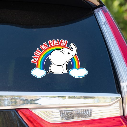 Rainbow Baby Elephant Baby On Board Car Sticker