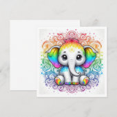 Rainbow baby elephant blank card einladung (Vorne/Hinten)