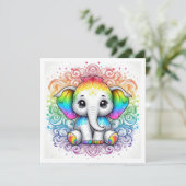 Rainbow baby elephant blank card einladung (Stehend Vorderseite)