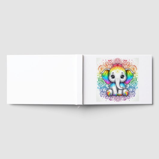 Rainbow baby elephant guest book gästebuch (Voll)