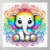 Rainbow baby elephant small poster (Vorne)