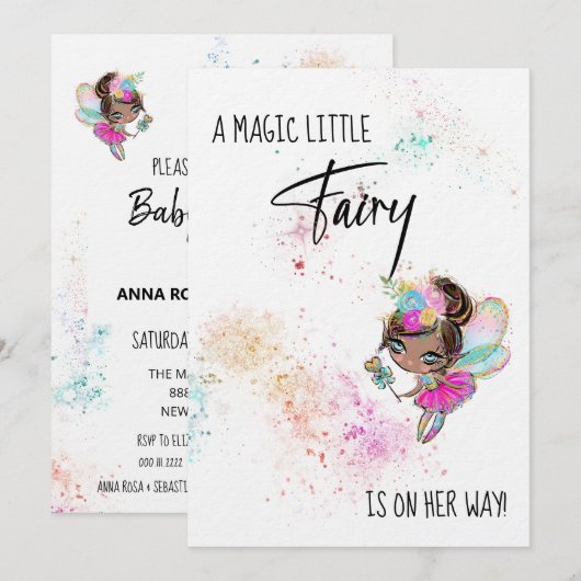 *~* Rainbow Baby Fairy Magic Shower Einladung (Vorne/Hinten)