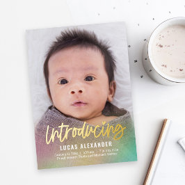 Rainbow Baby Foil Moderne Geburtsankündigung Folien Feiertagskarte