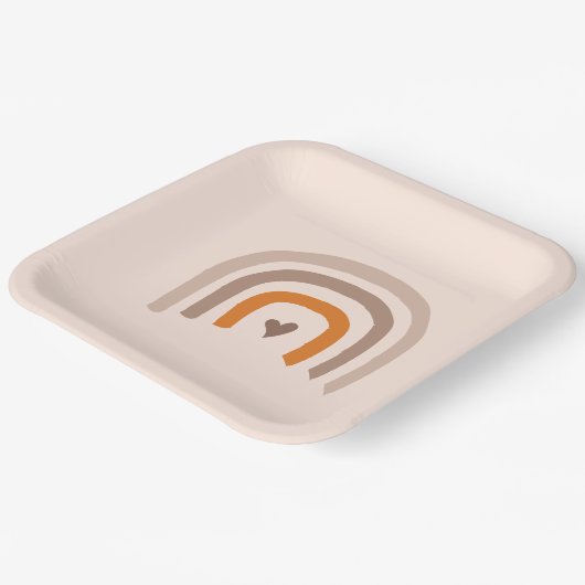 Rainbow Baby geschlechtsneutral Modern Pappteller (Gewinkelt)