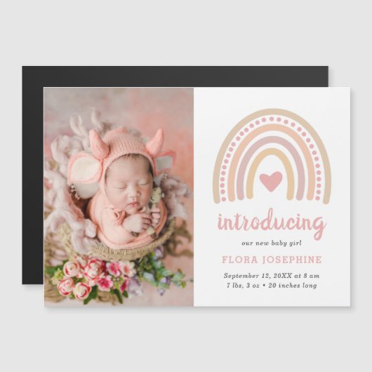 Rainbow Baby Girl Foto Birth Announcement Magnet (Vorne/Hinten)