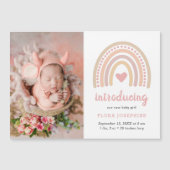 Rainbow Baby Girl Foto Birth Announcement Magnet (Vorderseite)