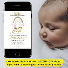 Rainbow Baby Girl Muslim Geburtserklärung Einladung