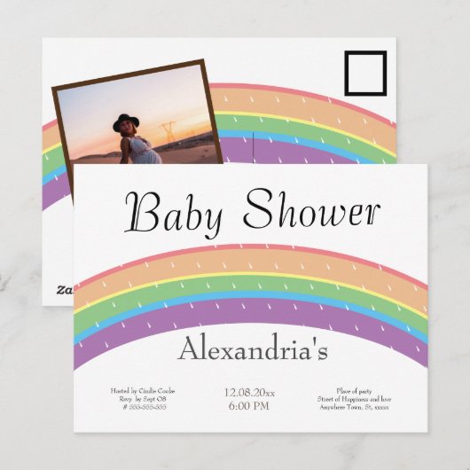 Rainbow Baby Girl oder Junge Baby Dusche Party Postkarte (Vorne/Hinten)