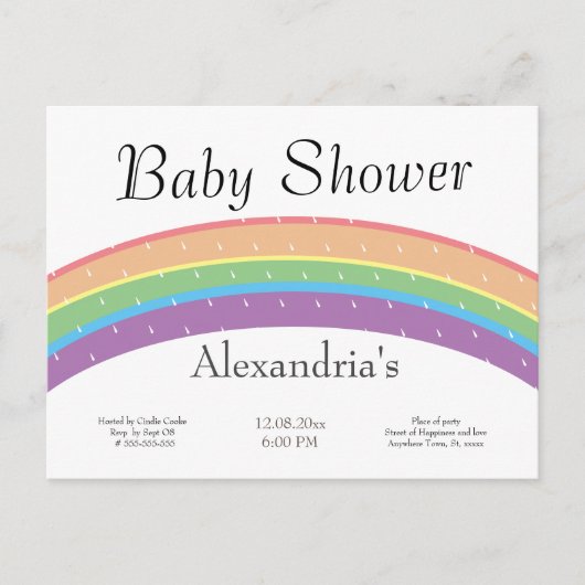 Rainbow Baby Girl oder Junge Baby Dusche Party Postkarte (Vorderseite)