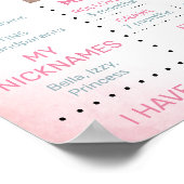 Rainbow Baby Girl's First Birthday Milestone Stats Poster (Ecke)