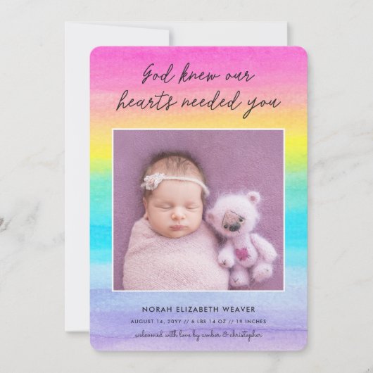 Rainbow Baby | Gott Knew Dark | Foto Birth Ankündigung (Vorderseite)