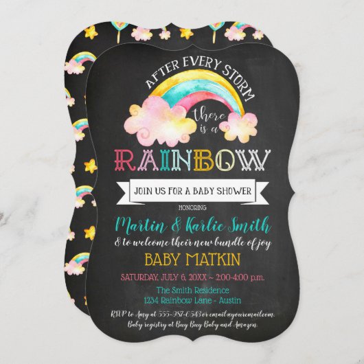 Rainbow Baby nach der Storm Baby Dusche Einladung (Vorne/Hinten)