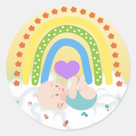Rainbow Baby Newborn Cloud Yellow Heart Sticker (Vorderseite)