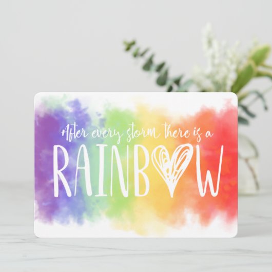 Rainbow Baby Pregnancy Announccard Ankündigung (Stehend Vorderseite)