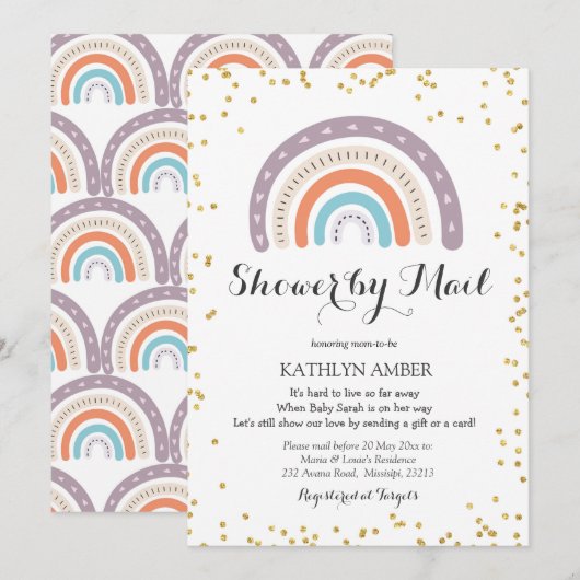 Rainbow Baby Shooter per Post Einladung (Vorne/Hinten)