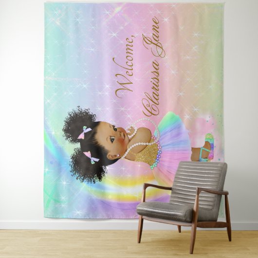 Rainbow Baby Shooting Backdrop Banner Afro Girl Wandteppich (Beispiel)